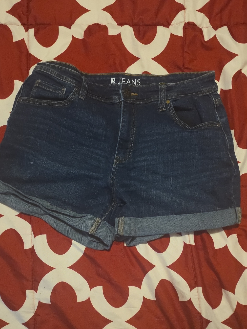 Women's Dark Blue Rolled-Hem Denim Shorts
